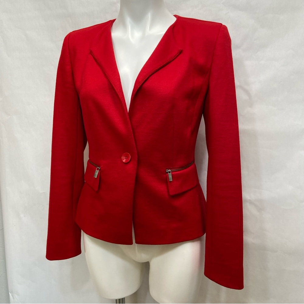 Classiques Entier Fitted One Button Red Blazer - image 4